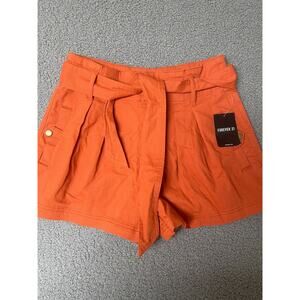 NWT Forever 21 Women's medium Tie Front‎ Paperbag Shorts orange